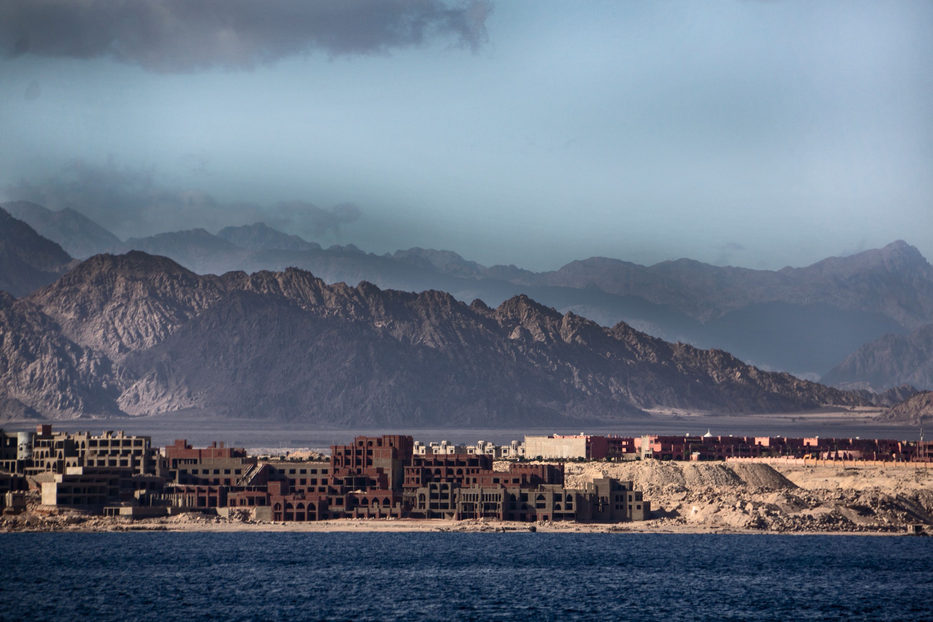 red sea, mountains and abandoned buildings meet in sharm el sheikh