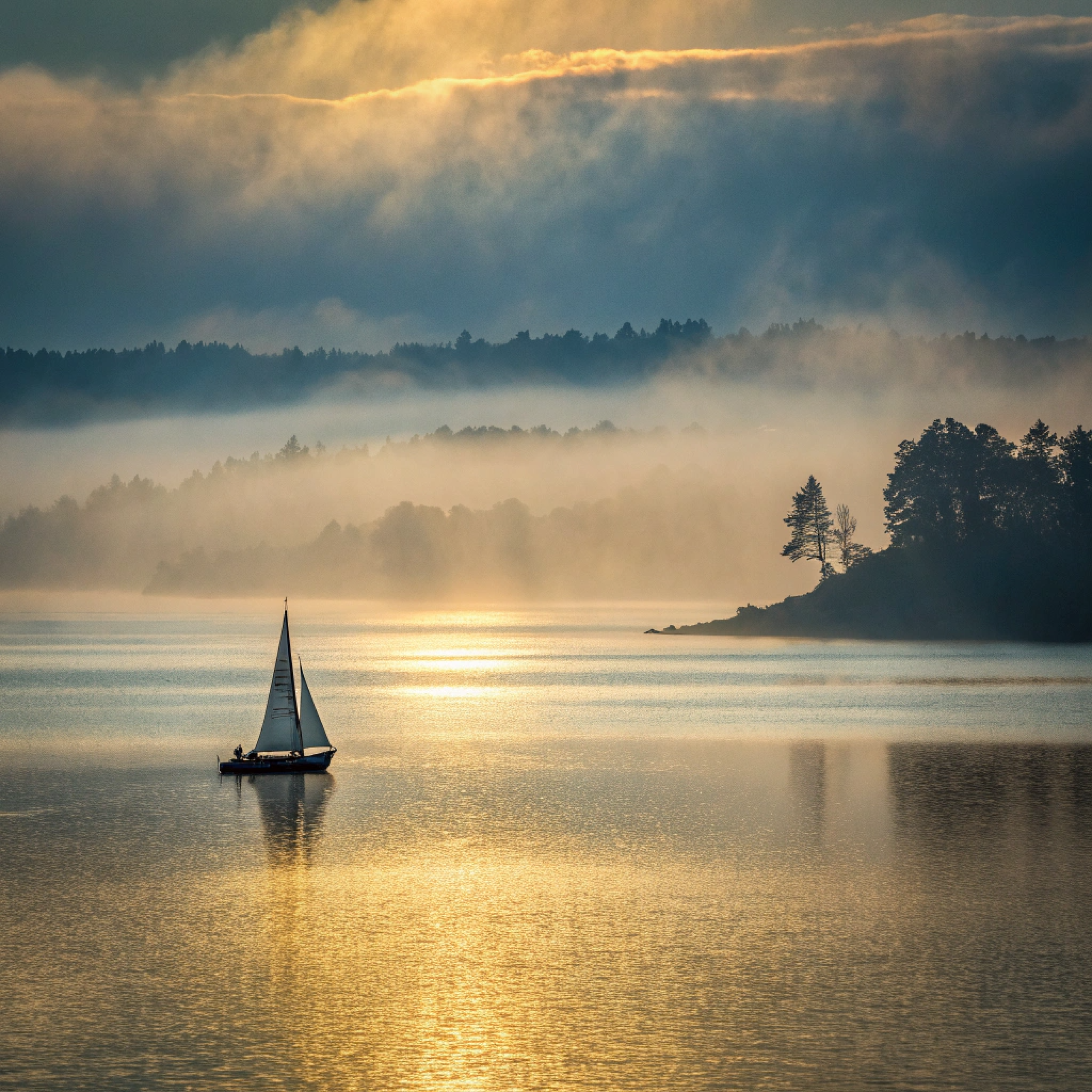 "Sailing Through the Misty Dawn"