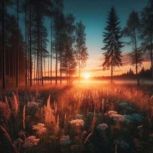 Sunset in the forest