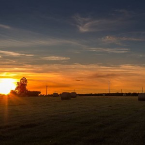 Sunset with Hay bale